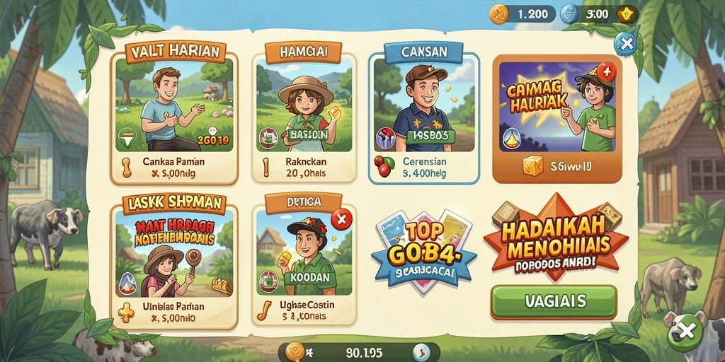 Tampilan utama dengan berbagai mode permainan menarik.